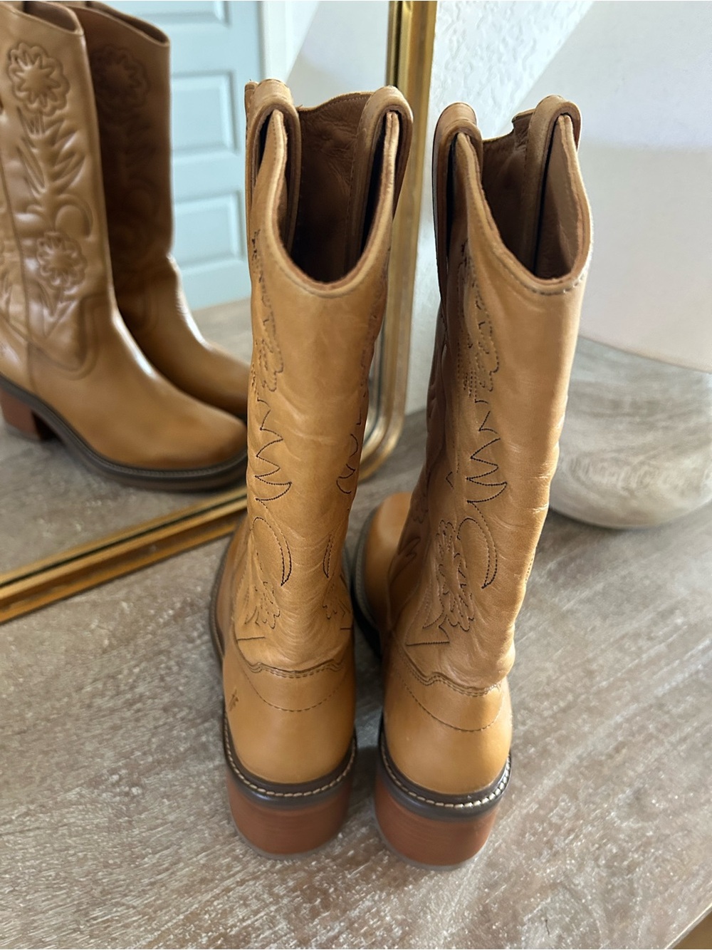New Frye For Free People Kate Deco Stitch Boots Tuscan Sun - Picture 7 of 9